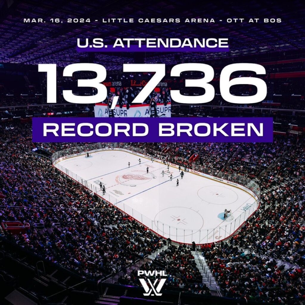PWHL Breaks American Attendance Record With 13,736 at Little Caesars ...