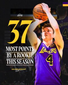 Lakers Dalton Knecht Ties NBA Rookie 3 Pointer Record