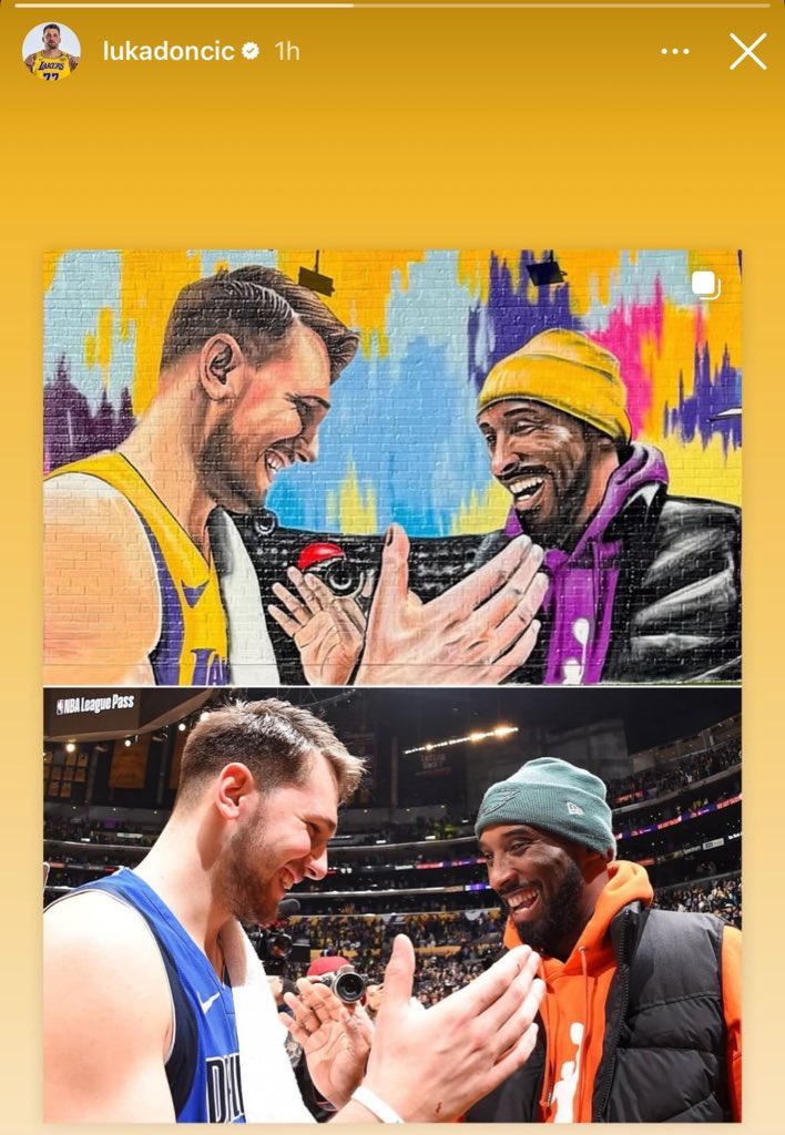 Luka Doncic Showcases New Mural featuring Himself and Kobe Bryant