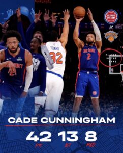 Cade Cunningham Erupts For 42 Points as Detroit Pistons Win 4th in a Row