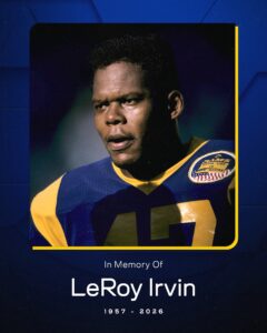 Former Rams Standout Special Teams and Cornerback LeRoy Irvin Died at 68