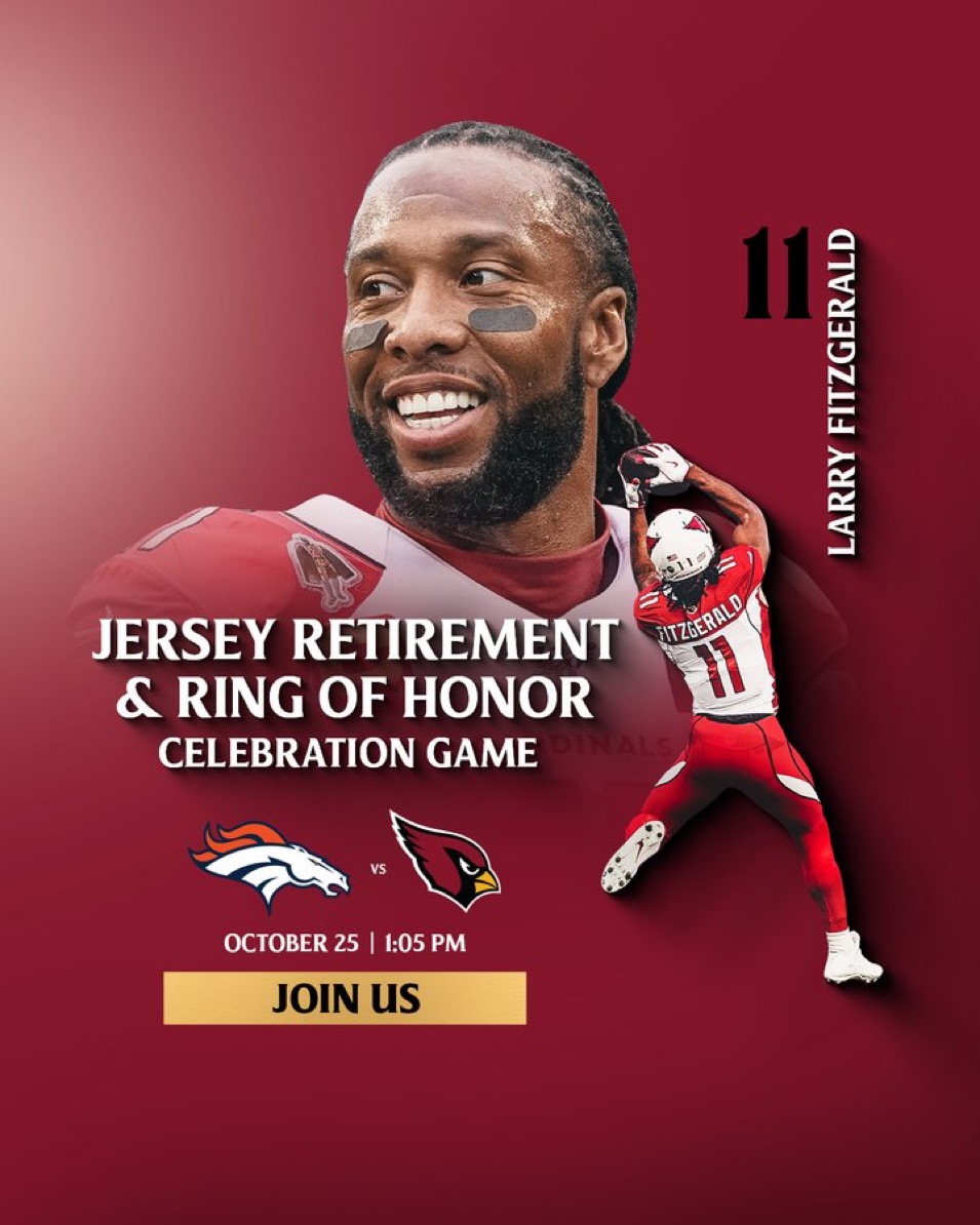 Arizona Cardinals Have Announced That Larry Fitzgerald’s No. 11 Will Be Retired