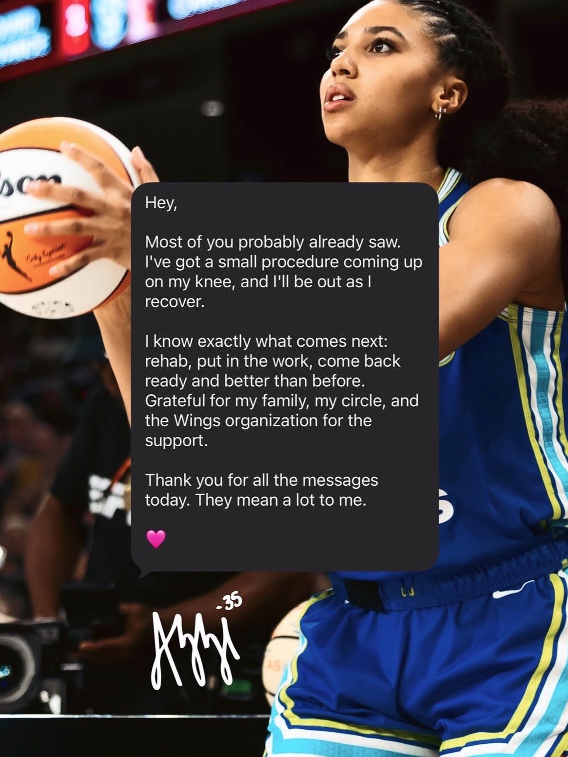 Dallas Wings Announced Azzi Fudd Will Miss Remainder of Regular Season and Undergo Procedure