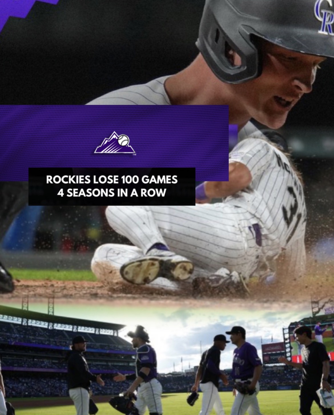 Colorado Rockies First Team to Lose 100 or More Games in Four Consecutive Seasons Since 1960s Mets