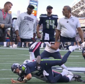 Seattle Seahawks’ Sam Darnold Ruled OUT With Hip Injury Vs. Patriots
