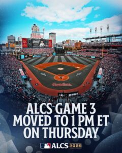 ALCS Game 3 Rays-Guardians Has Been Moved Up to 1 pm ET Due to Inclement Weather