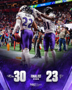 Baltimore Ravens Got Thrilling Overtime Win Against Atlanta Falcons on Sunday Night