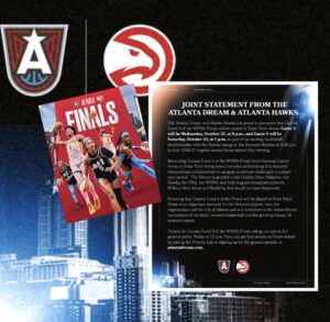 Hawks and Dream Announce Doubleheader at State Farm Arena With Date Changes For WNBA Finals